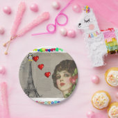 Papieren borden Valentijnsdag, Penguin Hearts Papieren Bordje (Feest)