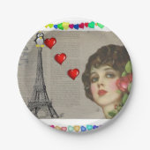 Papieren borden Valentijnsdag, Penguin Hearts Papieren Bordje (Voorkant)