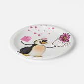 Papieren borden Valentijnsdag, Penguin Hearts Papieren Bordje (Gekanteld)