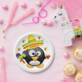 Papieren borden Valentijnsdag, Penguin Hearts Papieren Bordje (Feest)