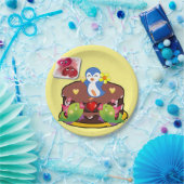 Papieren borden Valentijnsdag, Penguin Hearts Papieren Bordje (Feest)