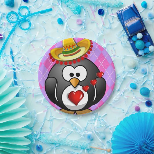 Papieren borden Valentijnsdag, Penguin Papieren Bordje (Feest)