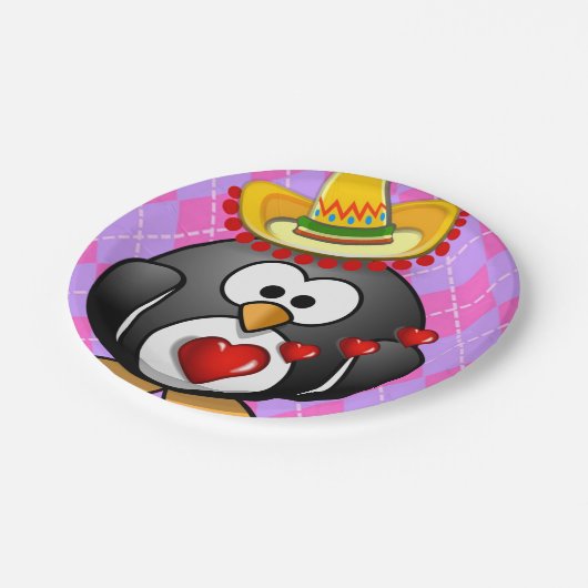 Papieren borden Valentijnsdag, Penguin Papieren Bordje (Gekanteld)