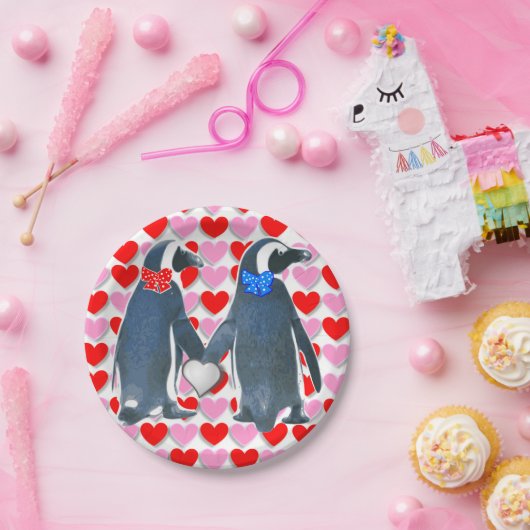 Papieren borden Valentijnsdag, Penguin Papieren Bordje (Feest)