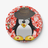 Papieren borden Valentijnsdag, Penguin Papieren Bordje (Voorkant)