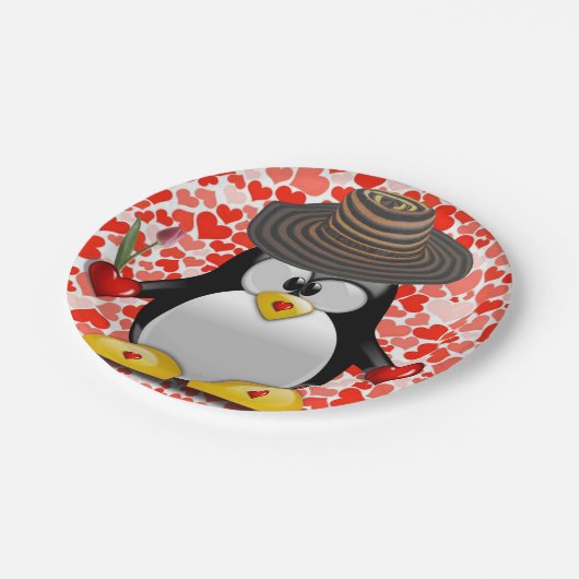 Papieren borden Valentijnsdag, Penguin Papieren Bordje (Gekanteld)