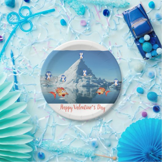 Papieren borden Valentijnsdag, Penguin Papieren Bordje (Feest)