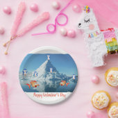 Papieren borden Valentijnsdag, Penguin Papieren Bordje (Feest)