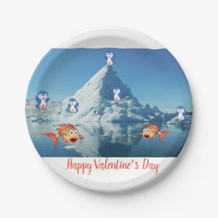 Papieren borden Valentijnsdag, Pinguïn Bordje