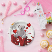 Papieren borden Valentijnsdag, Teddy Bear Papieren Bordje (Feest)