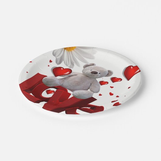 Papieren borden Valentijnsdag, Teddy Bear Papieren Bordje (Gekanteld)