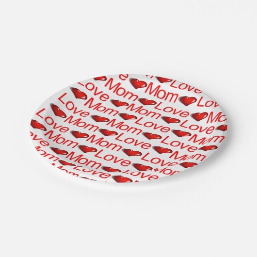 Papieren borden Valentijns's Love Mom Papieren Bordje (Gekanteld)
