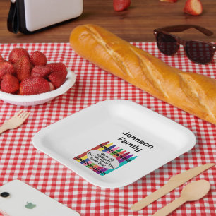 Papieren borden vierkant familiefeestje bordje