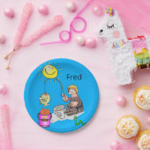 Papieren Borden, Visser Fish Sun Blue Bordje (Feest)