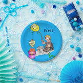 Papieren Borden, Visser Fish Sun Blue Papieren Bordje (Feest)