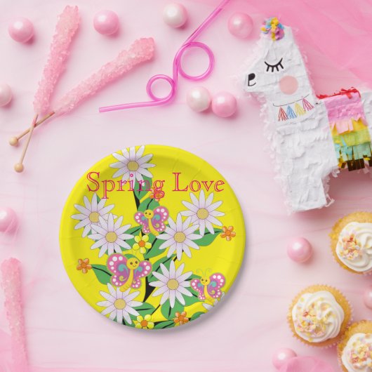 Papieren Borden, vlinderbloemige geellente-liefde Papieren Bordje (Feest)