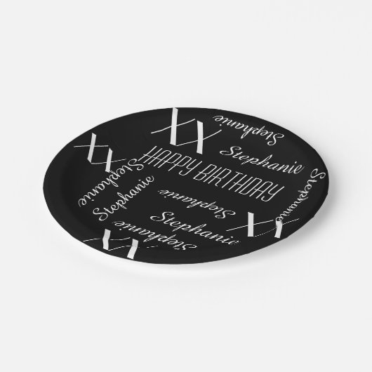 Papieren Borden Volwassendag Zwarte Herhalingsname Papieren Bordje (Gekanteld)
