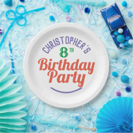 Papieren borden voor 8e verjaardagsfeestje voor ki bordje