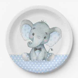 Papieren borden voor babyfeestje met olifant jonge bordje