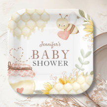 Papieren borden voor bij baby shower met bijtjes
