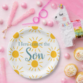 Papieren Borden voor Hier komt de zoon Bordje (Feest)