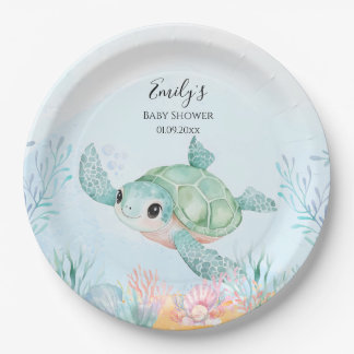 Papieren borden voor Sea Turtle Baby Shower Bordje