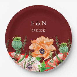 Papieren Borden voor Waterverf van papavers Bordje