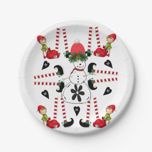 Papieren Borden, vrolijk kerstfeest Elf Papieren Bordje (Voorkant)