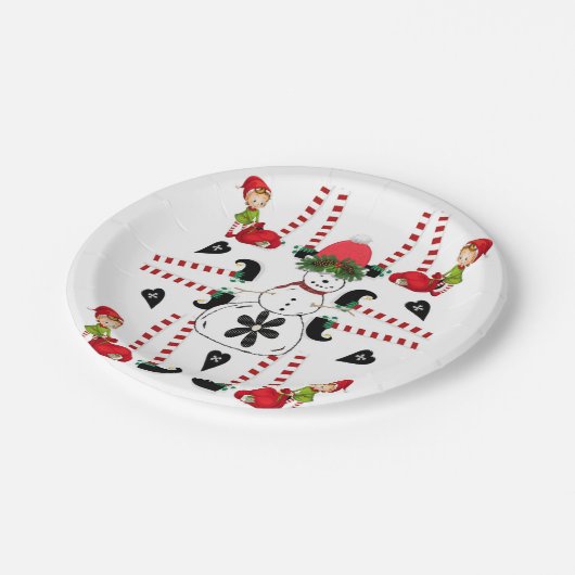 Papieren Borden, vrolijk kerstfeest Elf Papieren Bordje (Gekanteld)