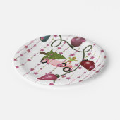 Papieren Borden, Vrolijk Kerstmis Roze Auto Elf Bordje (Gekanteld)