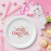 Papieren Borden - Vrolijk kerstrood Bordje (Feest)