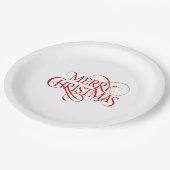 Papieren Borden - Vrolijk kerstrood Bordje (Gekanteld)