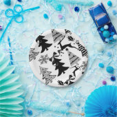 Papieren Borden, vrolijk kerstzilver, grijs Papieren Bordje (Feest)