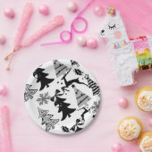 Papieren Borden, vrolijk kerstzilver, grijs Papieren Bordje (Feest)