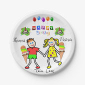 Papieren Borden, vrolijke verjaardagskindjes Papieren Bordje (Voorkant)