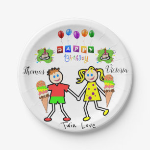 Papieren Borden, vrolijke verjaardagskindjes Papieren Bordje