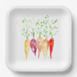 Papieren Borden - Waterverf Heirloom Carrots Bordje