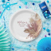 Papieren Borden Waterverf Pampas Grass Mauve Roze Papieren Bordje (Feest)