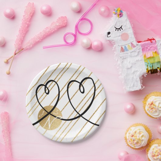 Papieren Borden Weddenschap Elegant Gold en zwarte Papieren Bordje (Feest)