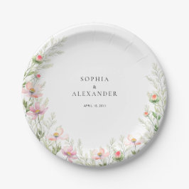 Papieren Borden Wilde Bloemen Bruiloft Papieren Bordje