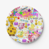 Papieren Borden Wilde een eerste verjaardag Papieren Bordje (Voorkant)