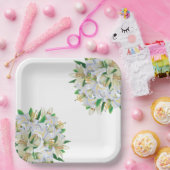 Papieren Borden-Witte Lilies Papieren Bordje (Feest)