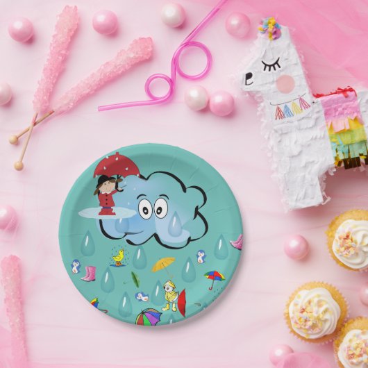 Papieren Borden, wolken Penguin Red Umbrella Papieren Bordje (Feest)