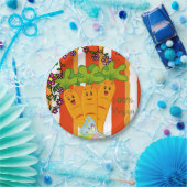 Papieren Borden, wortelen Oranje Stripe 100% Vegan Papieren Bordje (Feest)