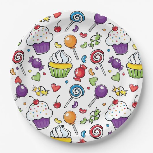 Papieren Borden - Zoete cupcake Bordje (Voorkant)