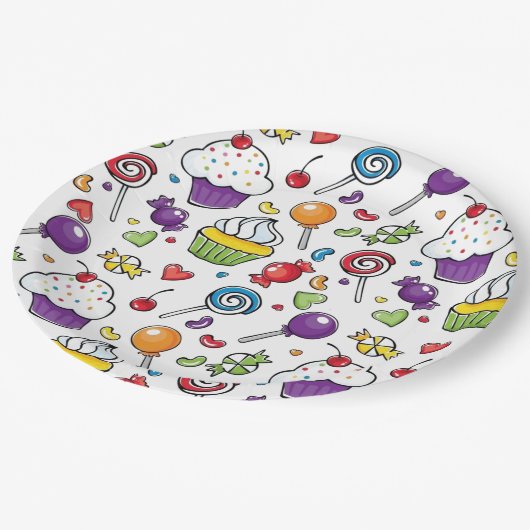 Papieren Borden - Zoete cupcake Papieren Bordje (Gekanteld)