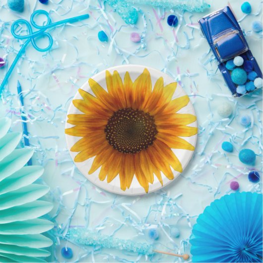 Papieren borden Zonnebloemen Papieren Bordje (Feest)