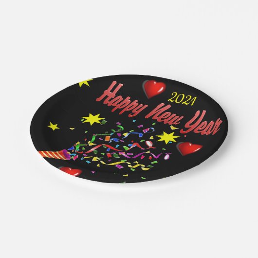 Papieren Borden, zwart gelukkig nieuwjaar 2021 Papieren Bordje (Gekanteld)