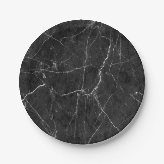 Papieren Borden, zwart marmer Papieren Bordje (Voorkant)