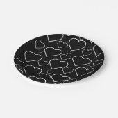 Papieren Borden, Zwart & Wit Harten Papieren Bordje (Gekanteld)